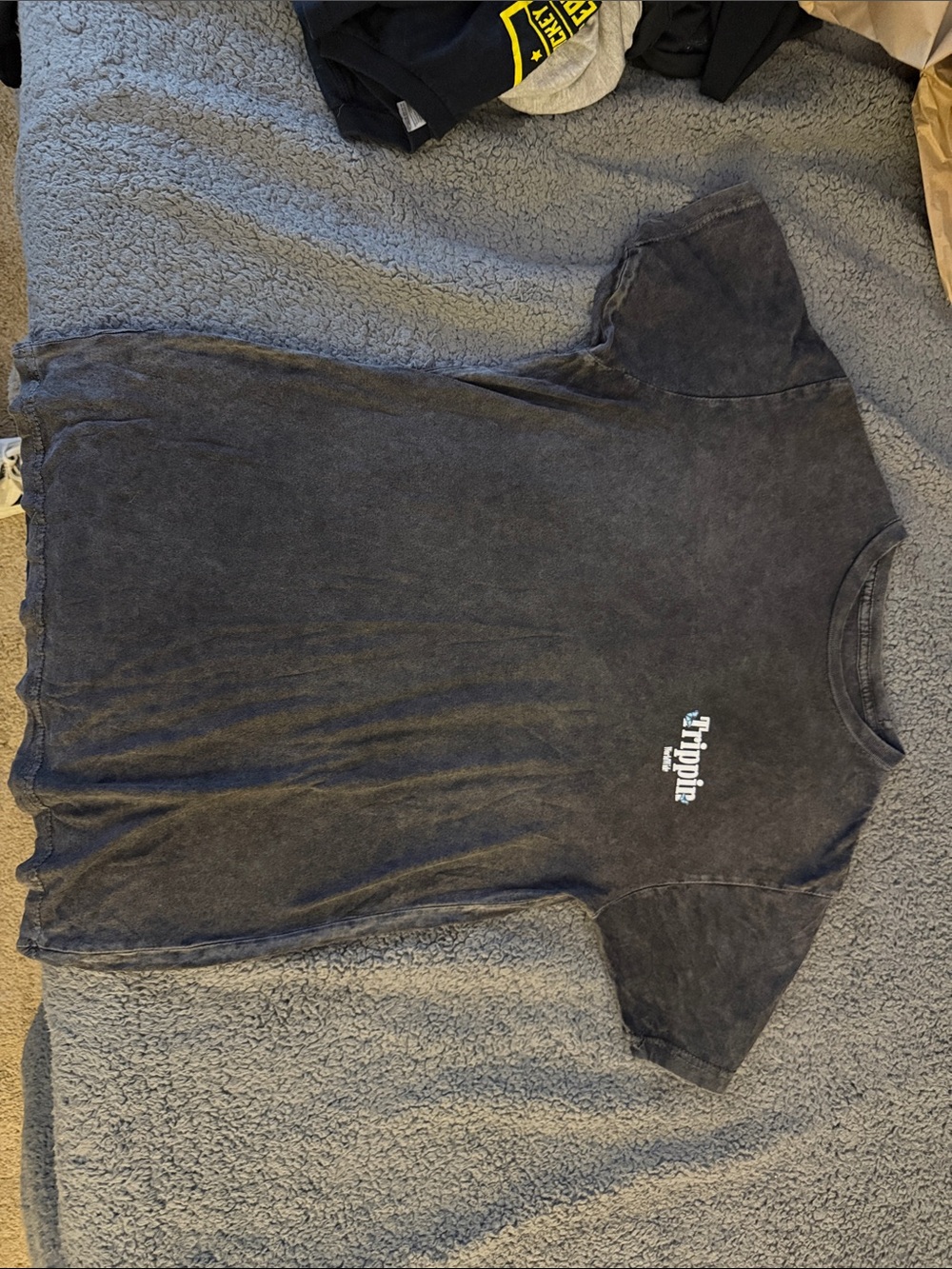 PacSun Black Graphic Tee with Colorful Mushroom & Butterfly Print